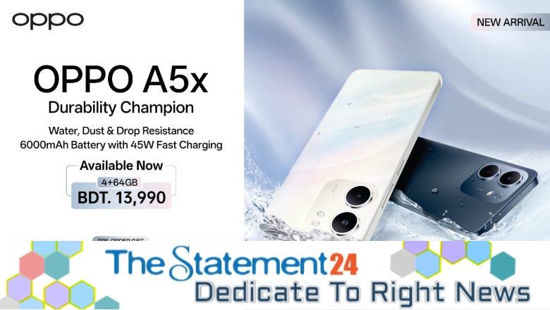 With an economical price, the durability champion OPPO A5x launches in Bangladesh